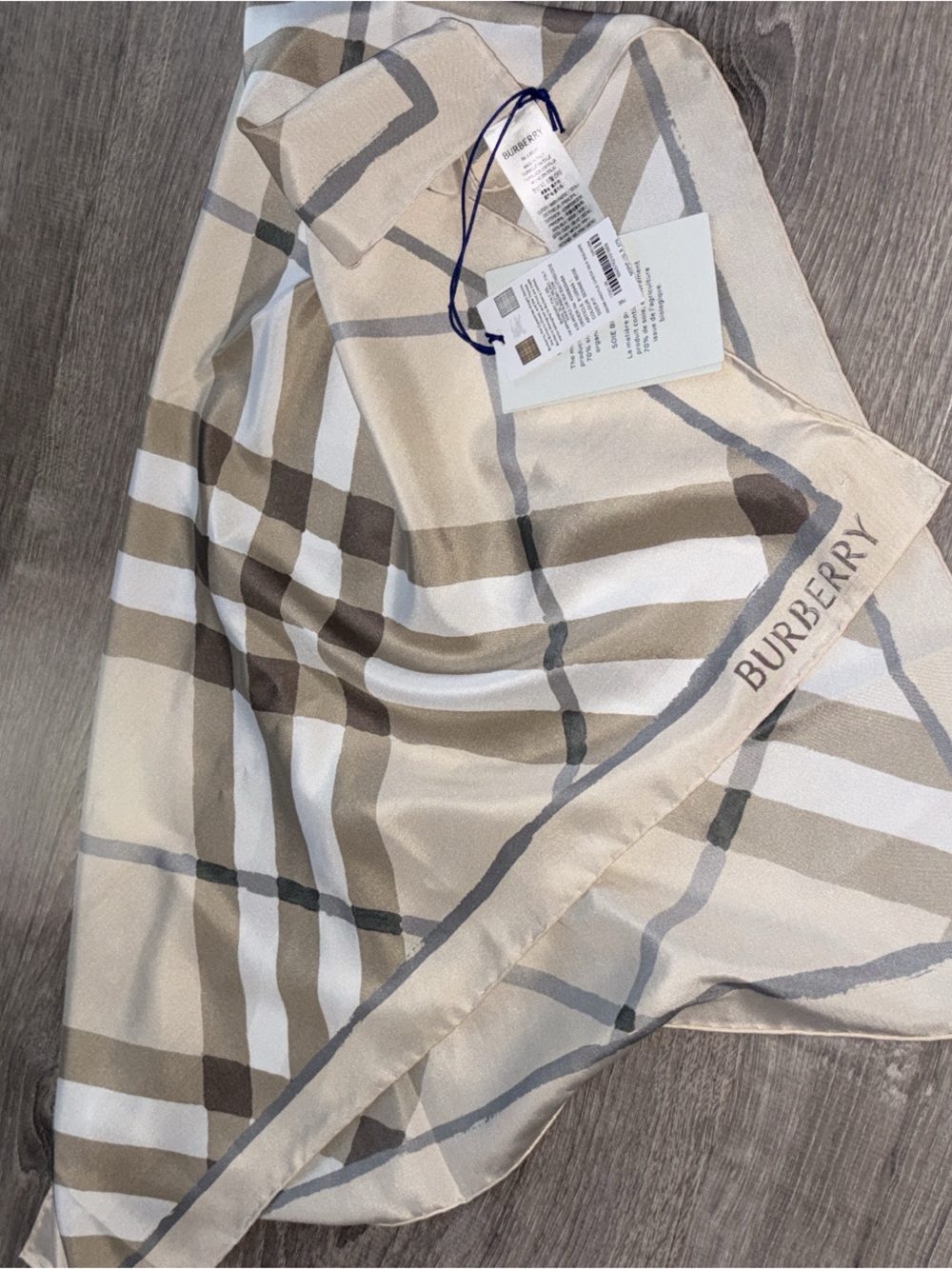 Burberry Kids Plaid Scarf in Beige and Tan